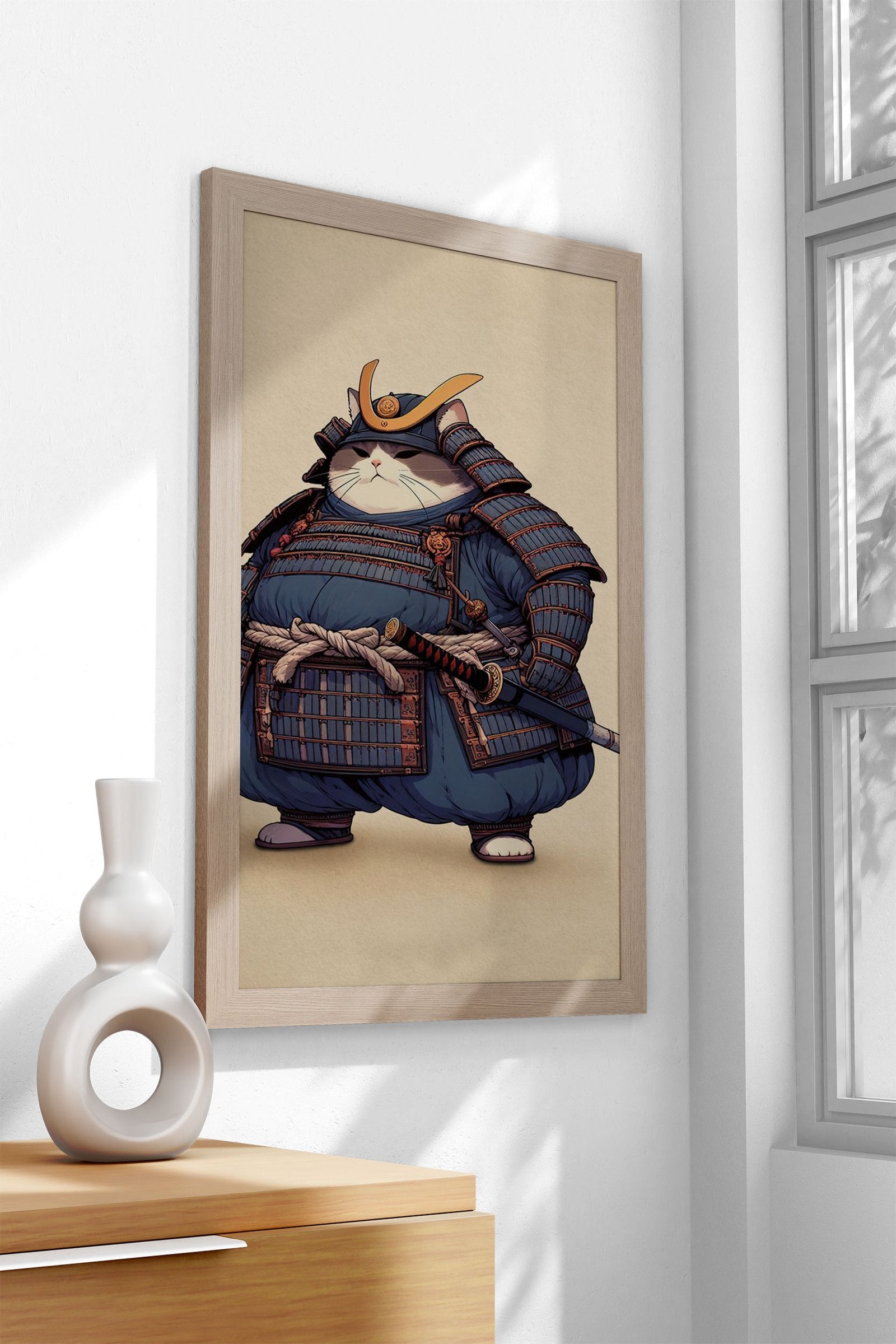 Tabby Cat Samurai Asian Style Poster | Wall Art for Home & Office | High-Quality Print - High-Quality Visual Display