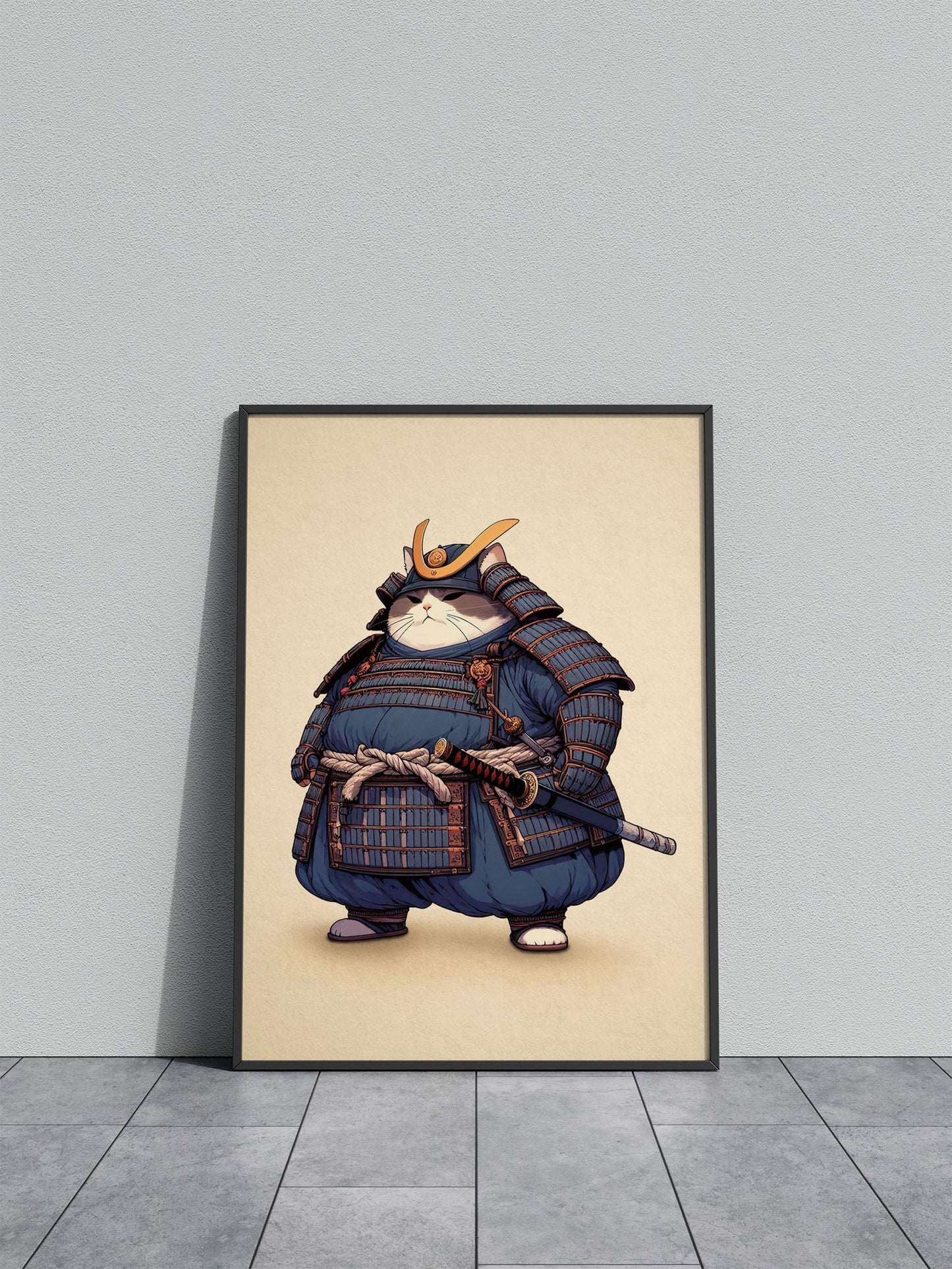 Tabby Cat Samurai Asian Style Poster | Wall Art for Home & Office | High-Quality Print - High-Quality Visual Display