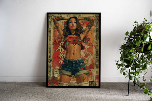 Tattoed Woman in Japanese Style Asian Style Poster | Wall Art for Home & Office | High-Quality Print - High-Quality Visual Display