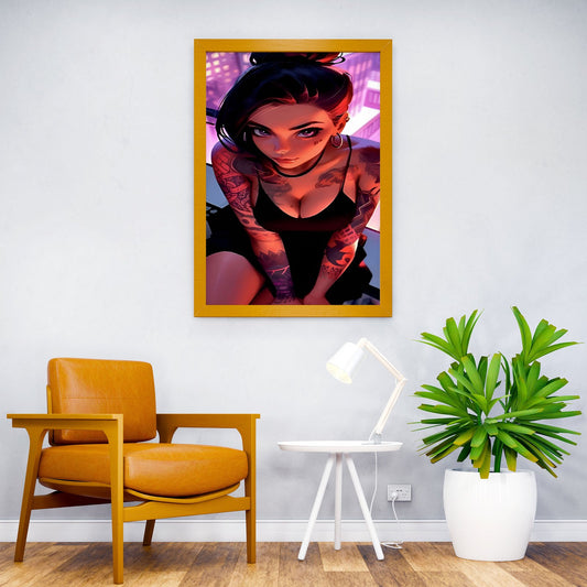 Tattooed Anime Girl Asian Style Poster | Wall Art for Home & Office | High-Quality Print - High-Quality Visual Display