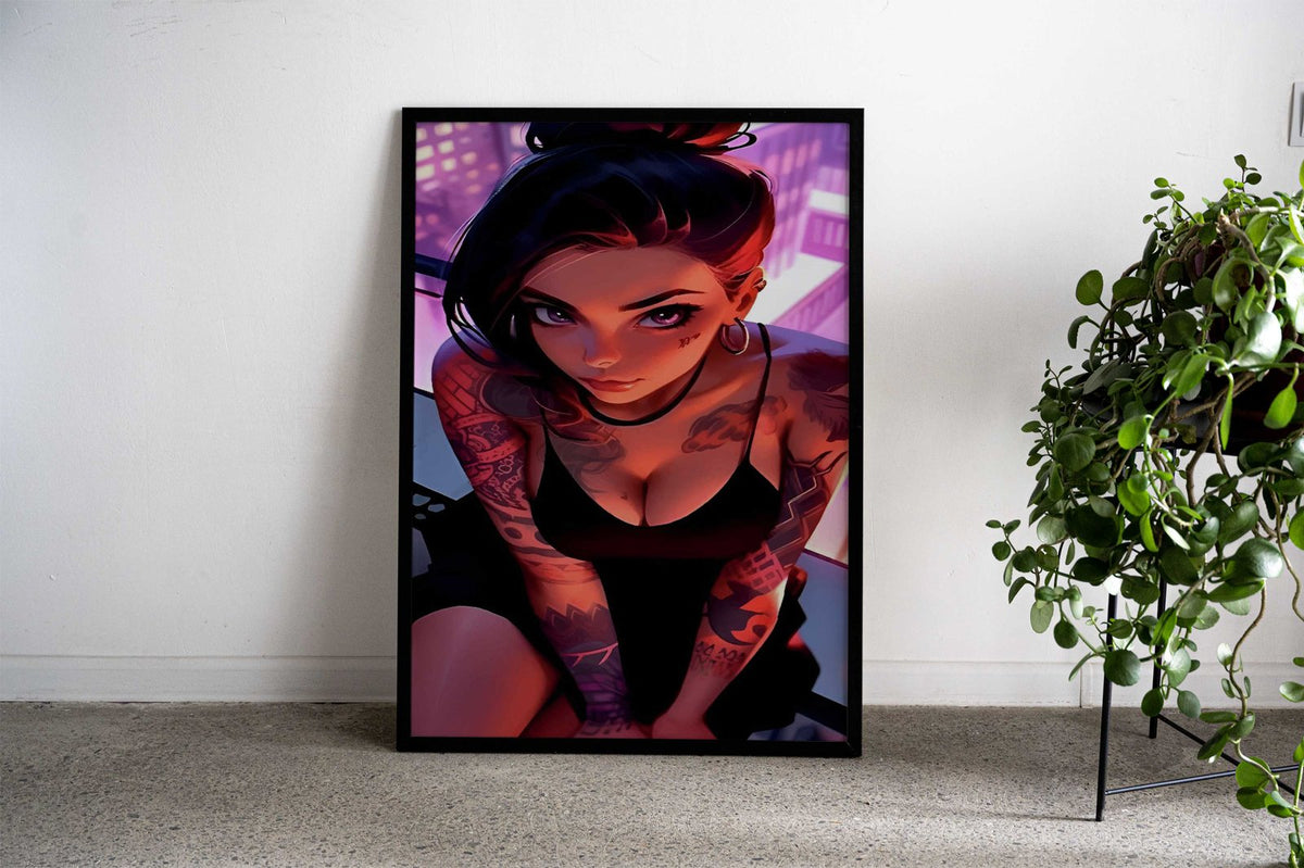 Tattooed Anime Girl Asian Style Poster | Wall Art for Home & Office | High-Quality Print - High-Quality Visual Display