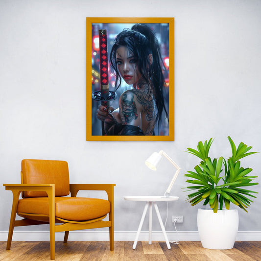 Tattooed Samurai Girl Asian Style Poster | Wall Art for Home & Office | High-Quality Print - High-Quality Visual Display