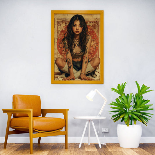 Tattooed Woman in Vintage Style Asian Style Poster | Wall Art for Home & Office | High-Quality Print - High-Quality Visual Display