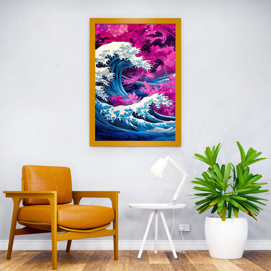 Teal Crests and Pink Hues Asian Style Poster | Wall Art for Home & Office | High-Quality Print - High-Quality Visual Display