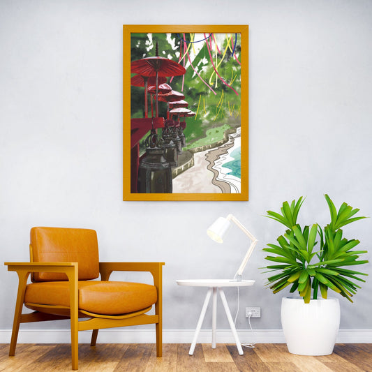 Temple Bells and Umbrellas Thai Asian Style Poster | Wall Art for Home & Office | High-Quality Print - High-Quality Visual Display