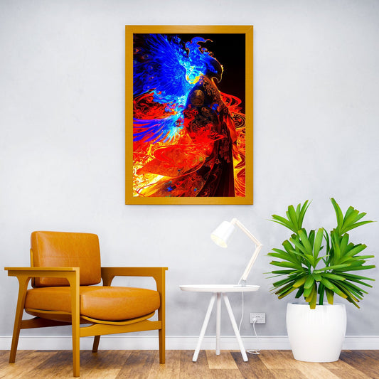 Tengu Phoenix in Flames Asian Style Poster | Wall Art for Home & Office | High-Quality Print - High-Quality Visual Display