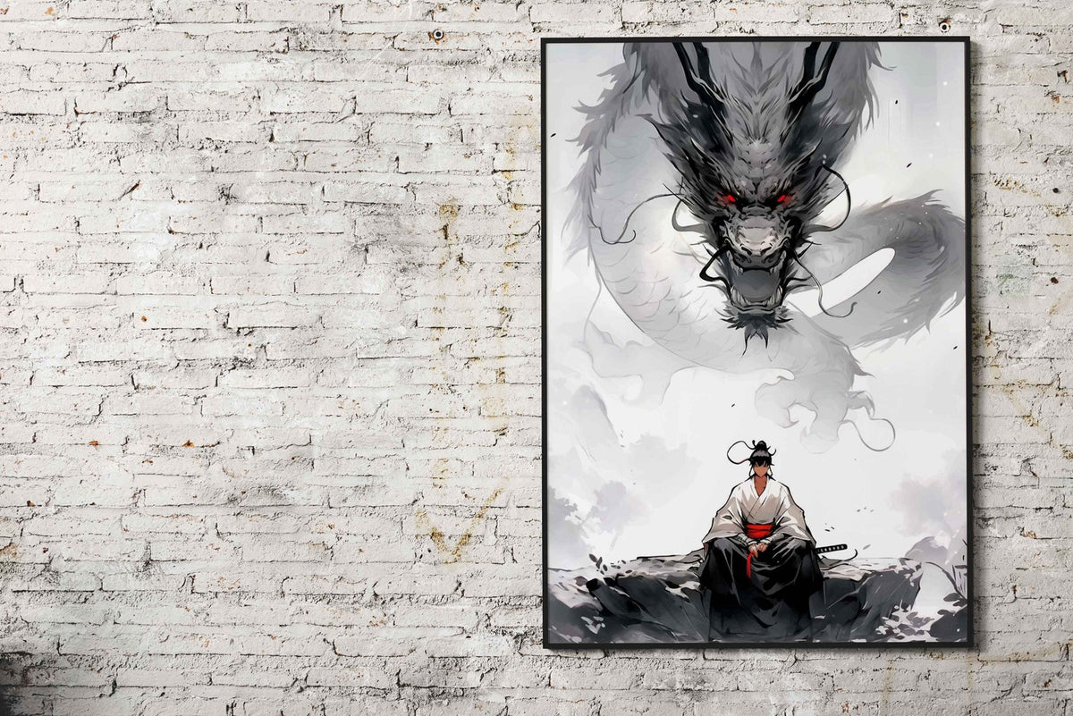The Dragon and The Samurai Asian Style Poster | Wall Art for Home & Office | High-Quality Print - High-Quality Visual Display