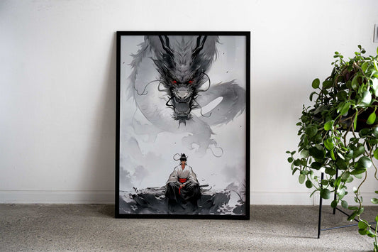 The Dragon and The Samurai Asian Style Poster | Wall Art for Home & Office | High-Quality Print - High-Quality Visual Display