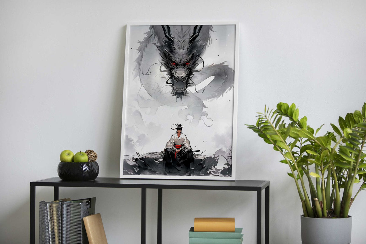The Dragon and The Samurai Asian Style Poster | Wall Art for Home & Office | High-Quality Print - High-Quality Visual Display