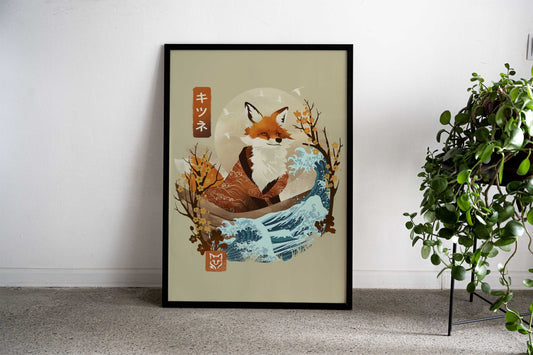 The Great Wave Fox Asian Style Poster | Wall Art for Home & Office | High-Quality Print - High-Quality Visual Display