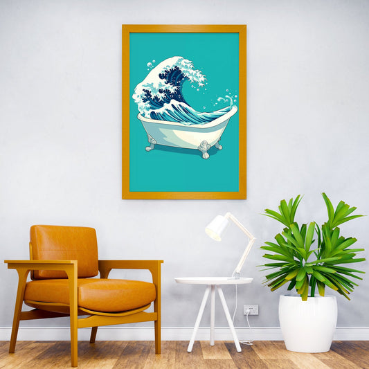 The Great Wave in Bathtub Asian Style Poster | Wall Art for Home & Office | High-Quality Print - High-Quality Visual Display