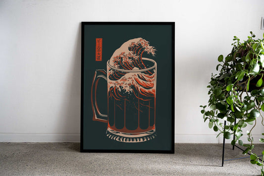 The Great Wave of Beer Asian Style Poster | Wall Art for Home & Office | High-Quality Print - High-Quality Visual Display