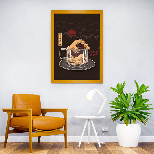 The Great Wave of Coffee Asian Style Poster | Wall Art for Home & Office | High-Quality Print - High-Quality Visual Display