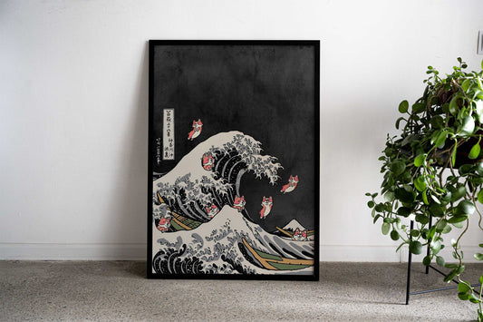 The Great wave of cuteness Asian Style Poster | Wall Art for Home & Office | High-Quality Print - High-Quality Visual Display