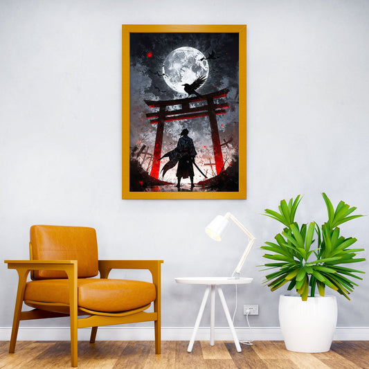 The Lone Samurai with Crow Asian Style Poster | Wall Art for Home & Office | High-Quality Print - High-Quality Visual Display