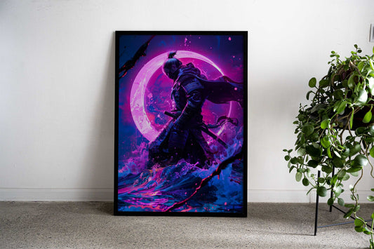 The Moon Samurai Asian Style Poster | Wall Art for Home & Office | High-Quality Print - High-Quality Visual Display