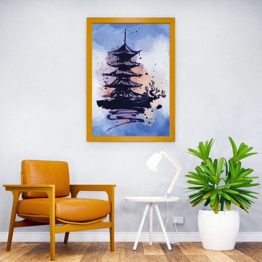 The Pagoda Painting Asian Style Poster | Wall Art for Home & Office | High-Quality Print - High-Quality Visual Display