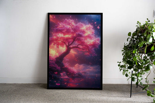 The Pink Cherry Blossom Asian Style Poster | Wall Art for Home & Office | High-Quality Print - High-Quality Visual Display