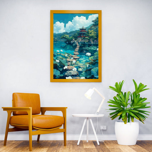 The Temple Asian Style Poster | Wall Art for Home & Office | High-Quality Print - High-Quality Visual Display
