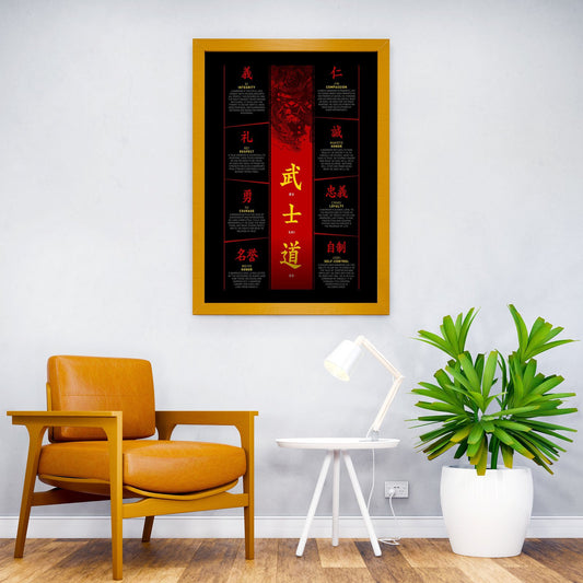 The Virtues of Bushido Asian Style Poster | Wall Art for Home & Office | High-Quality Print - High-Quality Visual Display