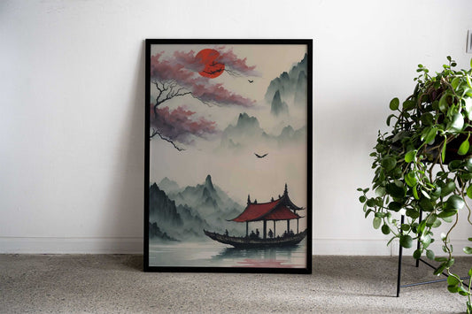 The Whispering Lake Asian Style Poster | Wall Art for Home & Office | High-Quality Print - High-Quality Visual Display
