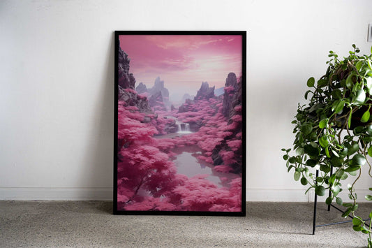 The pink river Asian Style Poster | Wall Art for Home & Office | High-Quality Print - High-Quality Visual Display
