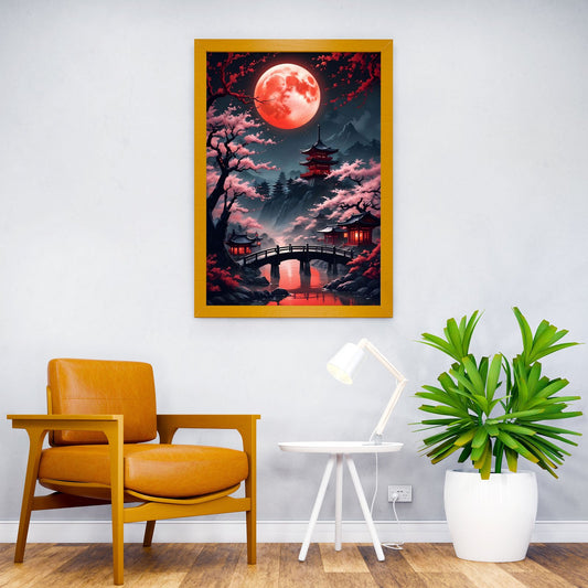 The red moon Asian Style Poster | Wall Art for Home & Office | High-Quality Print - High-Quality Visual Display