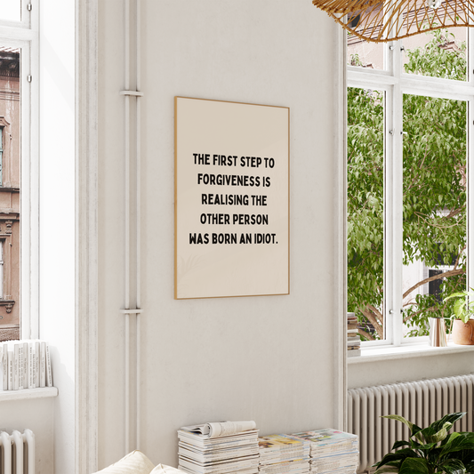 The First Step To Forgiveness | Black and Cream | Art Print - High-Quality Premium Wall Art Decor Sticker