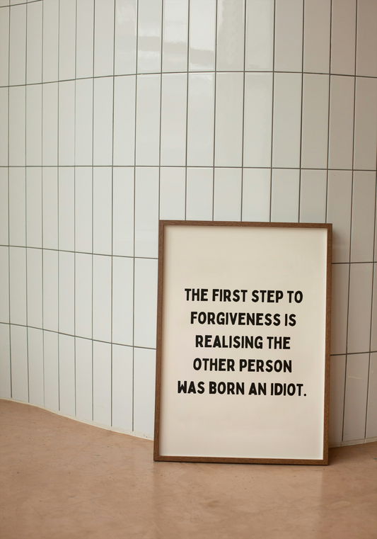 The First Step To Forgiveness | Black and Cream | Art Print - High-Quality Premium Wall Art Decor Sticker