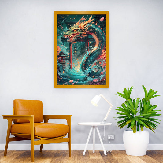 Tidal Dragon Asian Style Poster | Wall Art for Home & Office | High-Quality Print - High-Quality Visual Display