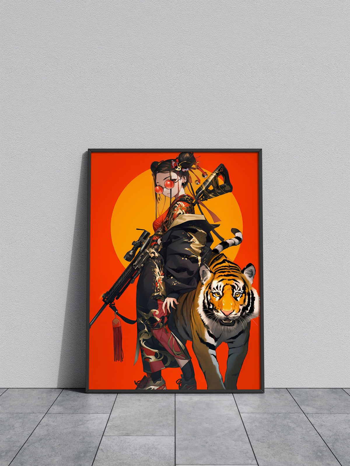 Tiger Guardian Geisha Asian Style Poster | Wall Art for Home & Office | High-Quality Print - High-Quality Visual Display