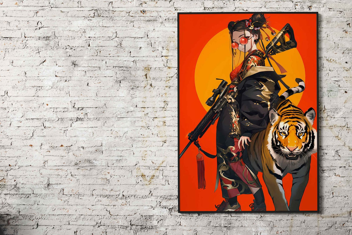 Tiger Guardian Geisha Asian Style Poster | Wall Art for Home & Office | High-Quality Print - High-Quality Visual Display