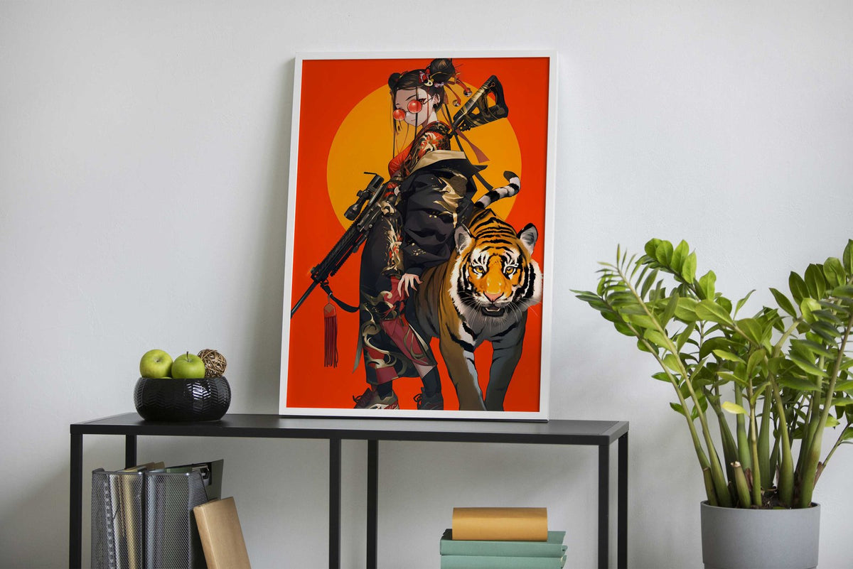 Tiger Guardian Geisha Asian Style Poster | Wall Art for Home & Office | High-Quality Print - High-Quality Visual Display