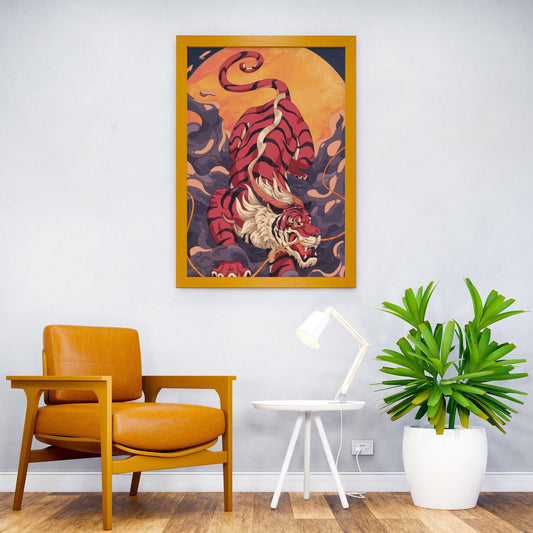 Tiger Hatch Asian Style Poster | Wall Art for Home & Office | High-Quality Print - High-Quality Visual Display
