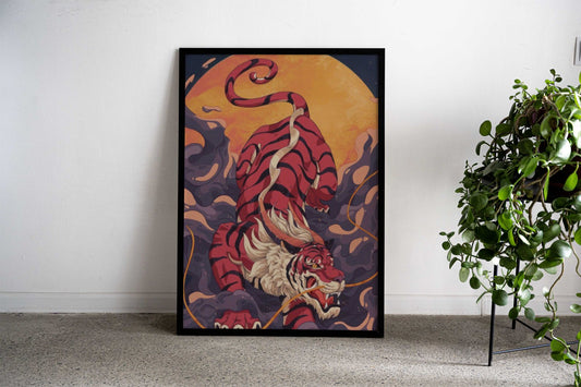 Tiger Hatch Asian Style Poster | Wall Art for Home & Office | High-Quality Print - High-Quality Visual Display