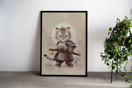 Tiger Samurai Warrior Asian Style Poster | Wall Art for Home & Office | High-Quality Print - High-Quality Visual Display