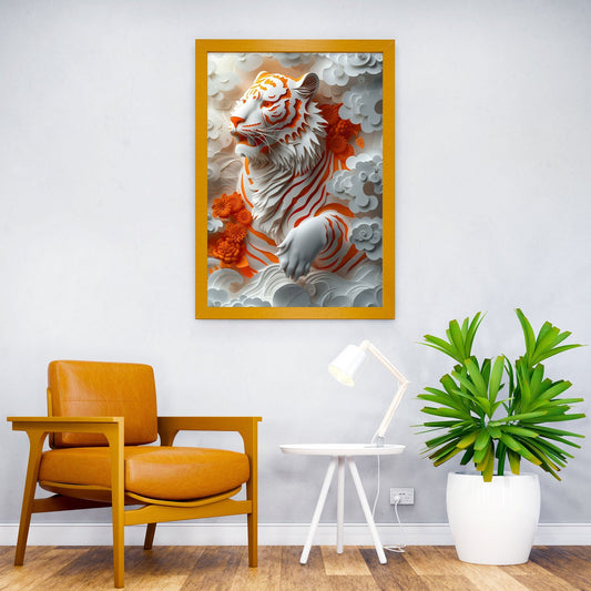 Tiger in Flourishing Cloud Asian Style Poster | Wall Art for Home & Office | High-Quality Print - High-Quality Visual Display