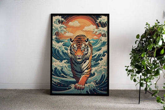 Tiger Asian Style Poster | Wall Art for Home & Office | High-Quality Print - High-Quality Visual Display