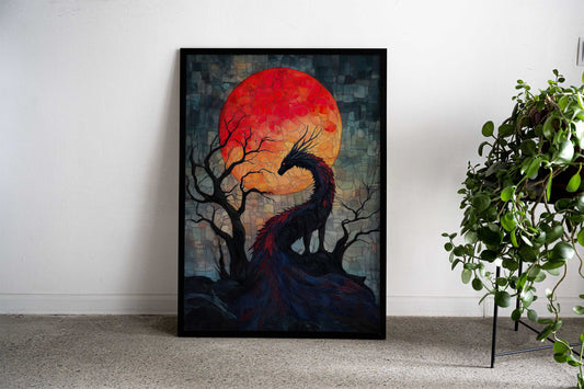 Tissue Bloodmoon Dragon Asian Style Poster | Wall Art for Home & Office | High-Quality Print - High-Quality Visual Display