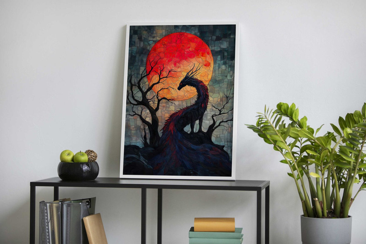 Tissue Bloodmoon Dragon Asian Style Poster | Wall Art for Home & Office | High-Quality Print - High-Quality Visual Display