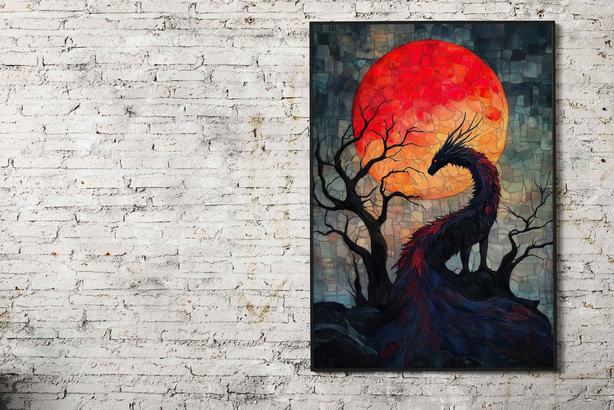 Tissue Bloodmoon Dragon Asian Style Poster | Wall Art for Home & Office | High-Quality Print - High-Quality Visual Display