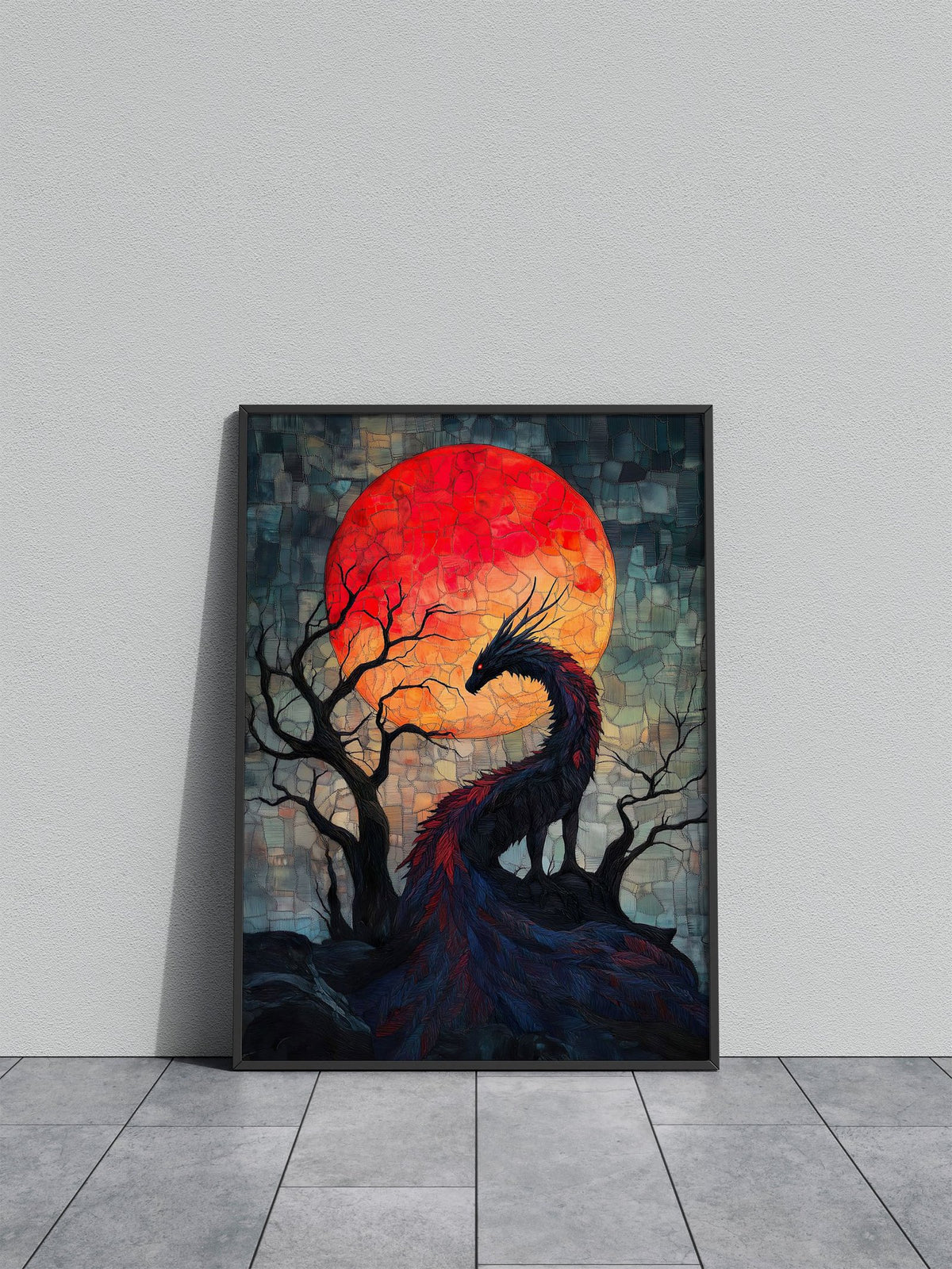 Tissue Bloodmoon Dragon Asian Style Poster | Wall Art for Home & Office | High-Quality Print - High-Quality Visual Display