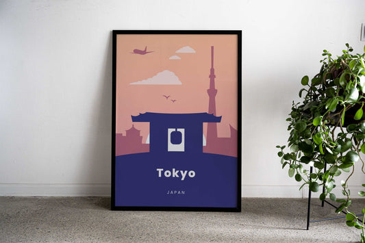 Tokyo Skyline Illustration Asian Style Poster | Wall Art for Home & Office | High-Quality Print - High-Quality Visual Display
