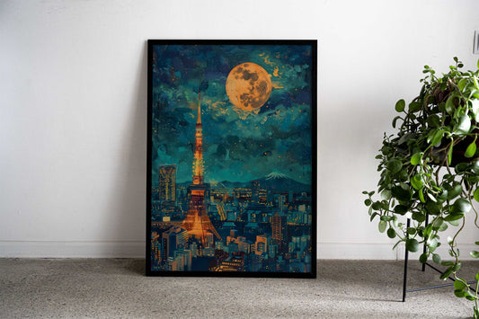 Tokyo Tower Japan Painting Asian Style Poster | Wall Art for Home & Office | High-Quality Print - High-Quality Visual Display