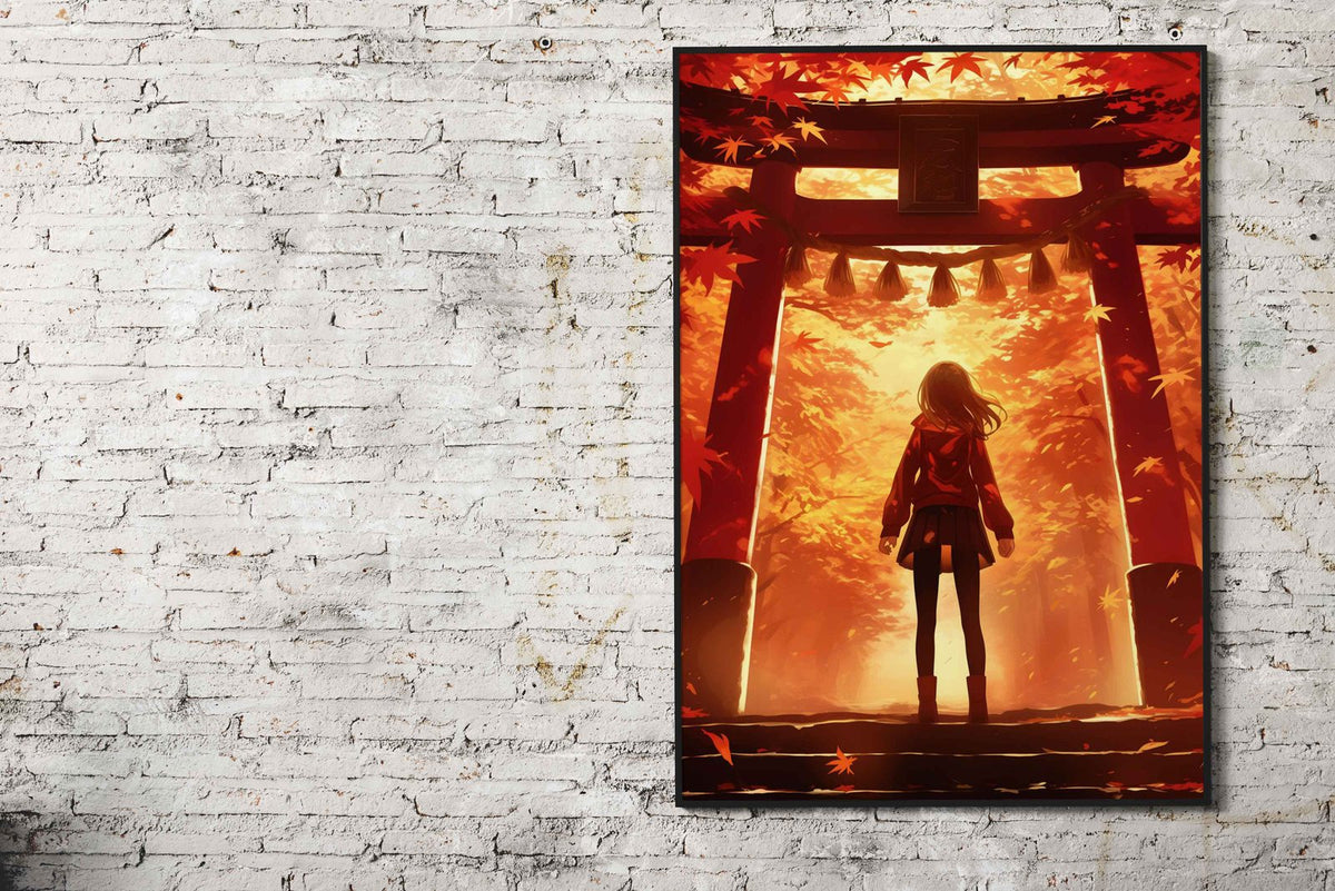 Torii Gate Anime girl Asian Style Poster | Wall Art for Home & Office | High-Quality Print - High-Quality Visual Display