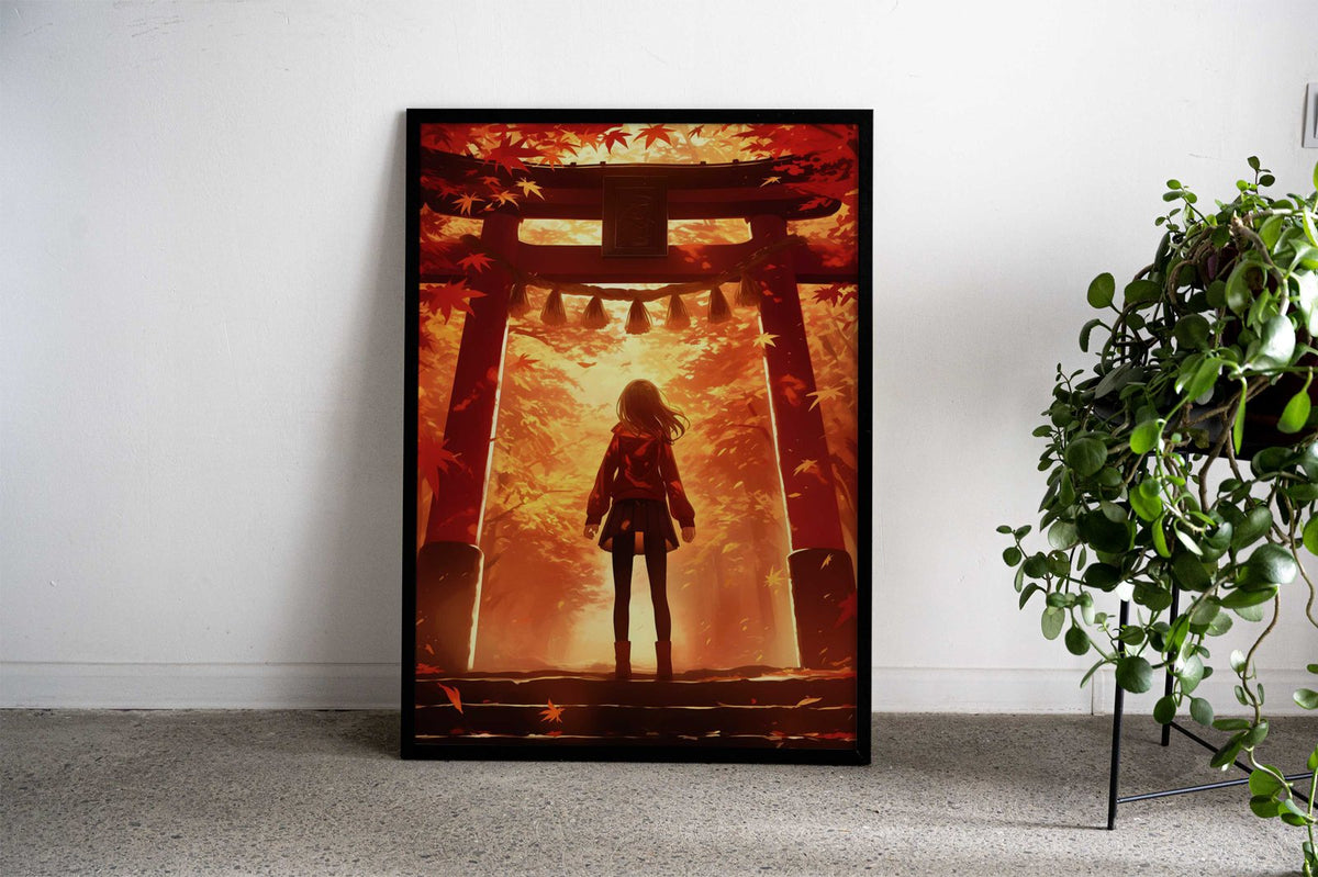 Torii Gate Anime girl Asian Style Poster | Wall Art for Home & Office | High-Quality Print - High-Quality Visual Display