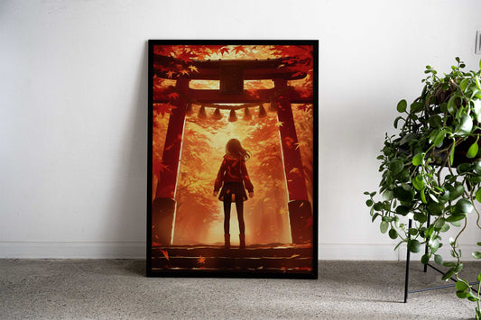 Torii Gate Anime girl Asian Style Poster | Wall Art for Home & Office | High-Quality Print - High-Quality Visual Display