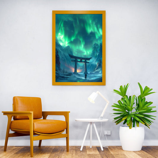 Torii Gate Aurora Borealis Asian Style Poster | Wall Art for Home & Office | High-Quality Print - High-Quality Visual Display