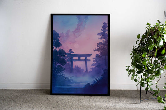 Torii Gate Japan Painting Asian Style Poster | Wall Art for Home & Office | High-Quality Print - High-Quality Visual Display