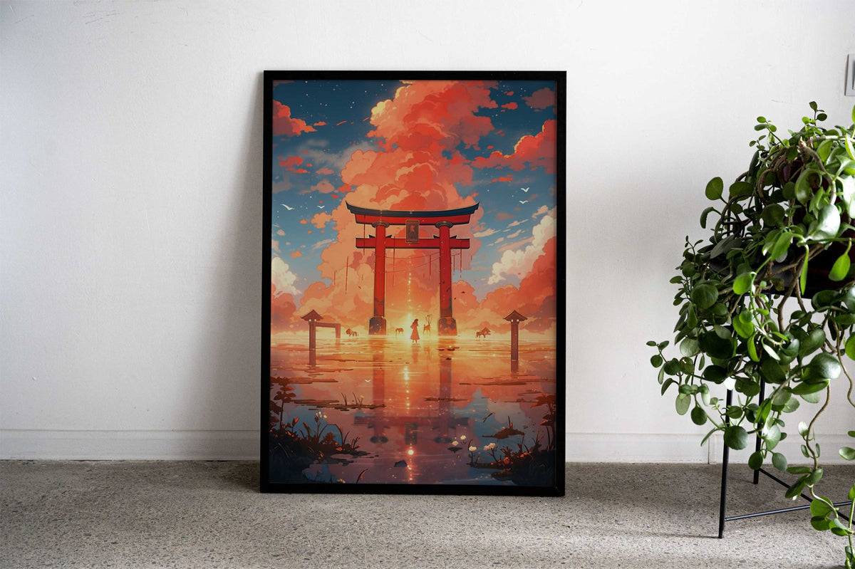Torii Gate Landscape Anime Asian Style Poster | Wall Art for Home & Office | High-Quality Print - High-Quality Visual Display
